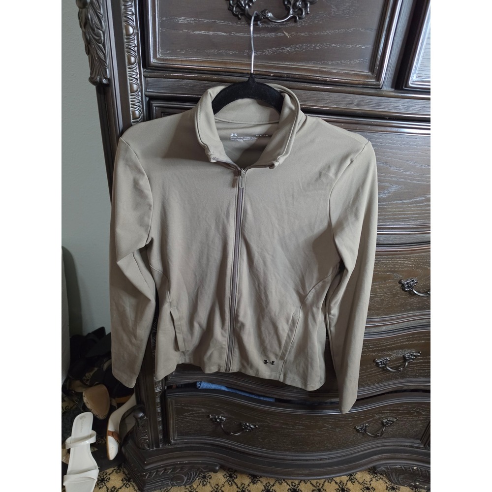 Under Armour Womens Full Zip Fitted Track Jacket Olive Green Style 1366028 Small